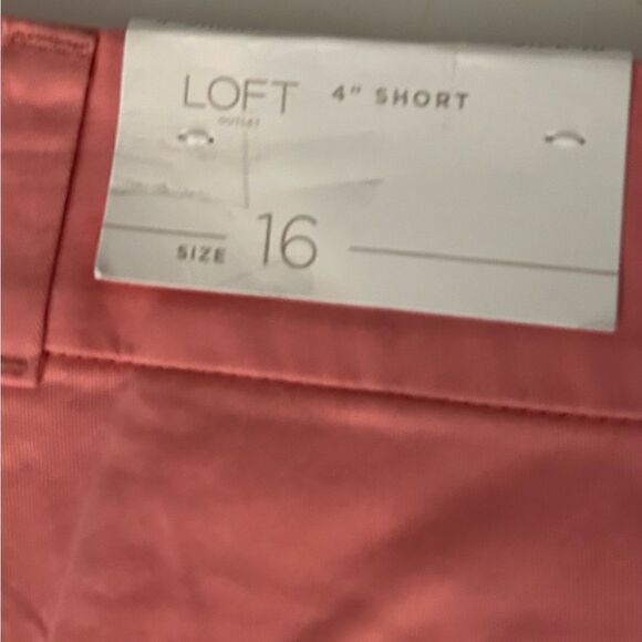 NEW LOFT Pink High Rise Raw Hem 4” Bermuda Shorts Size 16 - Picture 7 of 12